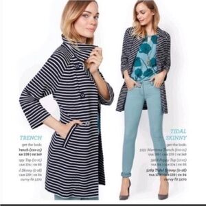Cabi Navy and White Striped Maritime Coat Size XS